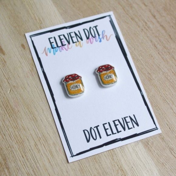 Red Country Polka Dot Jar Bumble Bee Earrings - Picture 1 of 8